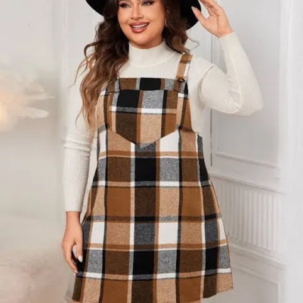 Plaid Overall Dress